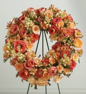 PEACH TRIBUTE  WREATH Flower Bouquet