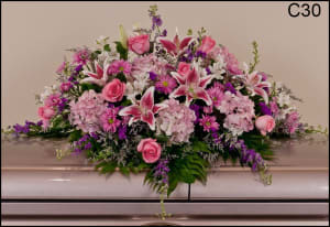 C30 Pastel Elegance Casket Spray Flower Bouquet