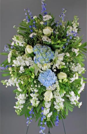 White and Blue Standing Spray-FNWBS-01 Flower Bouquet