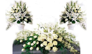 All White 3pc Tributes Package-FNARP-02 Flower Bouquet