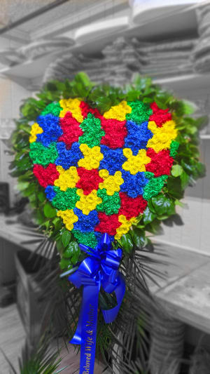 Autism Puzzle Heart  APH-01 Flower Bouquet