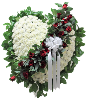 All White Heart w/ White Roses-AWHWH001X Flower Bouquet