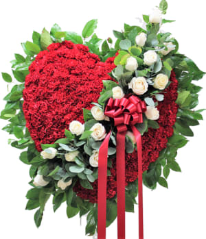 All Red Heart w/ White Roses-ARHWH001X Flower Bouquet