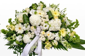 Green and White Casket Spray-FNGW-01 Flower Bouquet