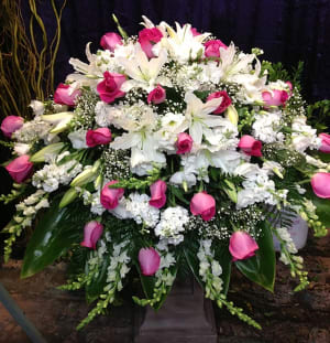 Fucia and White Casket Cover-FCWCC01 Flower Bouquet