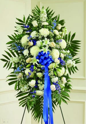 White and Blue Standing Spray-FNWBS-02 Flower Bouquet