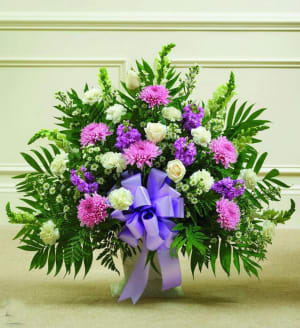 Lavender and White Sympathy Basket-FNFSB-07 Flower Bouquet