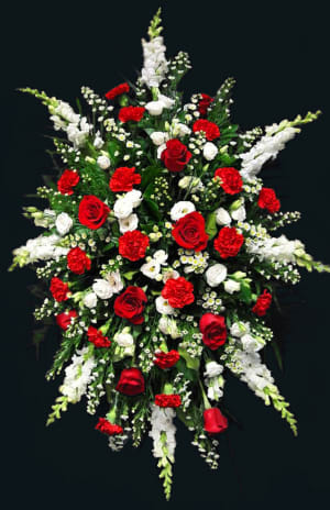 RED & WHITE STARBURST SPRAY Flower Bouquet