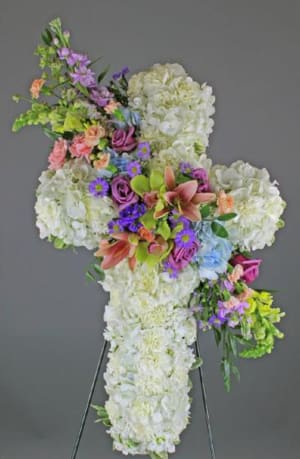 Soft Pastels Standing Cross-FNSTC-06 Flower Bouquet