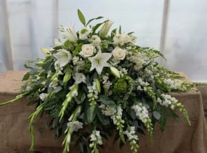 Simple All White Casket Spray- SALW-1 Flower Bouquet