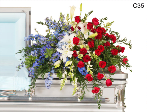 C35 Star Spangled Casket Spray Flower Bouquet