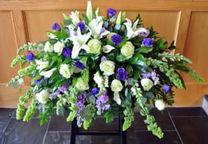 Purple and White Casket Cover-PWCC01 Flower Bouquet