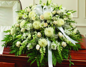 All White Casket Spray-FNAW-02 Flower Bouquet