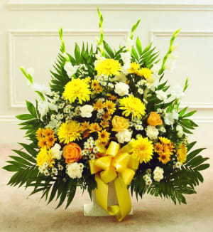 Yellow Sympathy Basket-FNFSB-11 Flower Bouquet