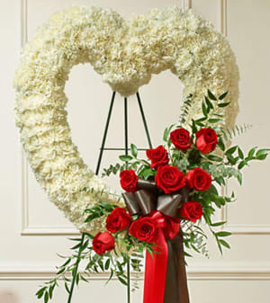 White and Red Hollow Heart-FNHOL-01 Flower Bouquet