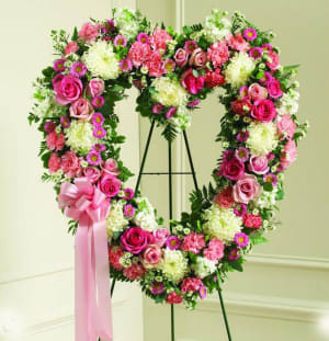 Pink and White Hollow Heart-FNHOL-09 Flower Bouquet