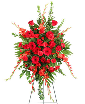 All Red Standing Spray Flower Bouquet