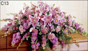 C13 Classic Lavender Casket Spray Flower Bouquet