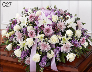 C27 Lavender and White Casket Spray Flower Bouquet