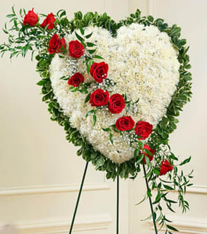 Red and White Heart-FNSTH-01 Flower Bouquet