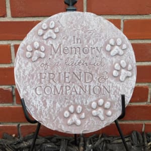 Faithful Friend Memorial Stone with Easel Stand Flower Bouquet