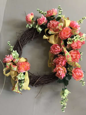 hot pink ,orange,green wreath Flower Bouquet