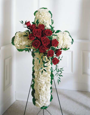 Floral Cross Easel Spray Flower Bouquet