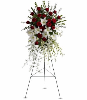 Lily and Rose Tribute Standing Spray Flower Bouquet