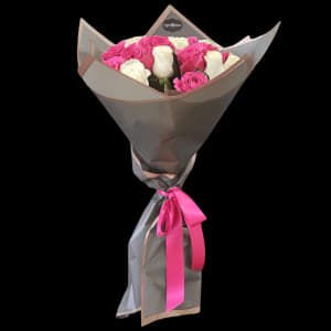 HOT PINK & WHITE ROSES BOUQUET Flower Bouquet