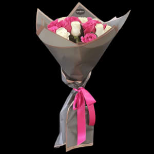 HOT PINK & WHITE ROSE BOUQUET Flower Bouquet