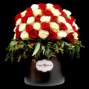 RED & WHITE ROSE IN ANY WIDE BOX Flower Bouquet