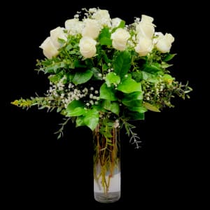 WHITE ROSES IN ANY CLEAR VASE Flower Bouquet