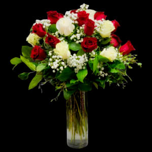 RED & WHITE ROSES IN ANY VASE Flower Bouquet