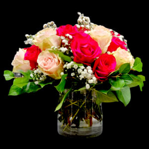 TWO PINKS IN SHORT VASE Flower Bouquet