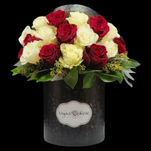 RED & WHITE ROSES IN ANY BOX Flower Bouquet