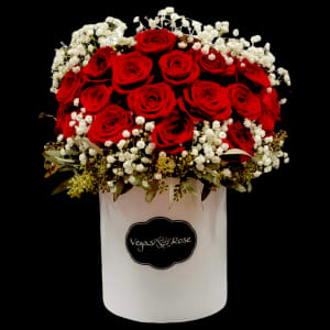 RED ROSES WITH BABY BREATH Flower Bouquet