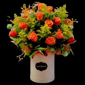 ORANGE ROSES IN ANY TISSUE BOX Flower Bouquet