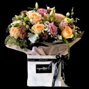 PEACHY GARDENS IN ANY BOX Flower Bouquet