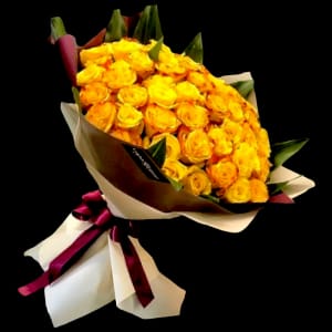 YELLOW ORANGE BOUQUET WITH ANY WRAPING PAPER Flower Bouquet