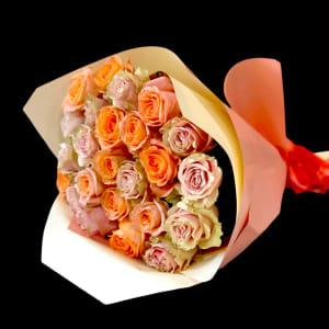 PEACH AND PINK ROSE BOUQUET Flower Bouquet
