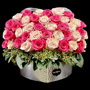 PINK MIX IN ANY HEART BOX Flower Bouquet