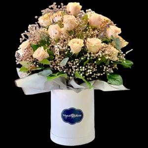 BLUSH ROSES IN ANY TISSUE BOX Flower Bouquet