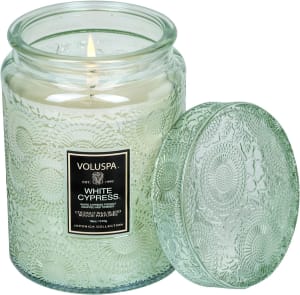 WHITE CYPRESS LARGE 18OZ JAR CANDLE Flower Bouquet