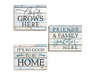 Plank Wall Signs w/Sentiments Flower Bouquet