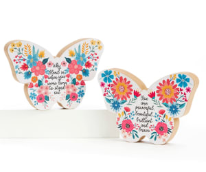 Butterfly Desk Block w/Sentiment Flower Bouquet