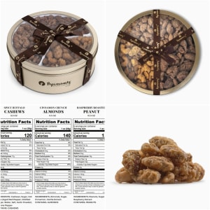 Gourmet Nuts 3 Flavor Gift Tin Flower Bouquet