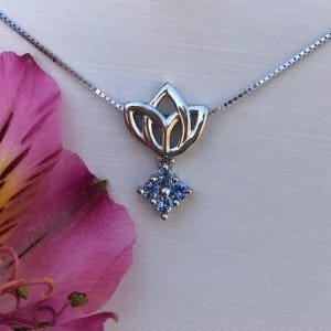 Yogo Sapphire Lotus Flower Drop Pendant Flower Bouquet