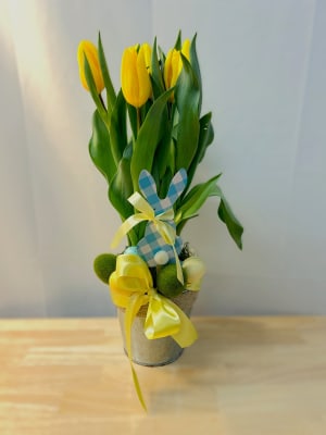 Tulips in a Basket Flower Bouquet