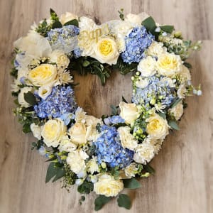 Blue & White Open Heart Flower Bouquet