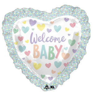 28 Inch Baby Shower Ruffle Heart Balloon Flower Bouquet